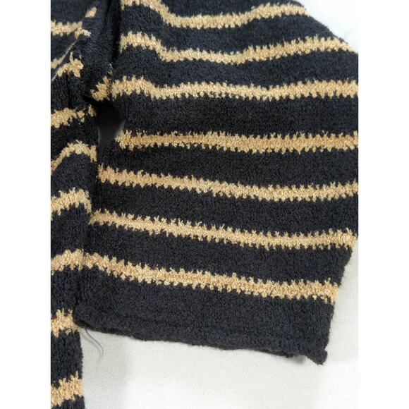 Promesa Striped Sweater S Black Tan Knit Crewneck Acrylic Nylon Pullover - Picture 4 of 11